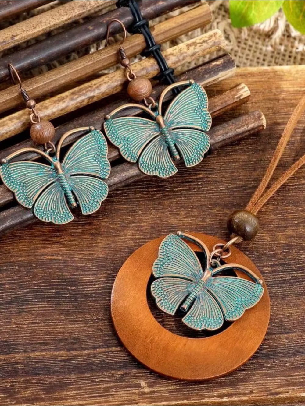 Boho Butterfly Necklace and Earring Set